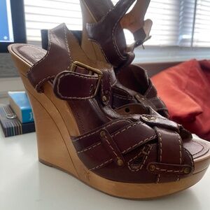 Frye Leather Wood Wedge sandals!